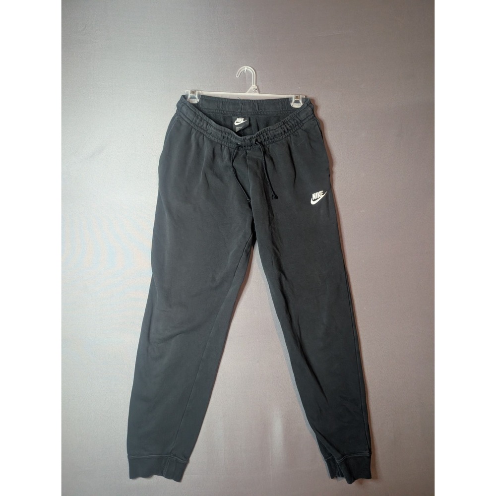 Nike Club Sweatpants Womens Medium Black French Terry Embroidered Swoosh Jogger